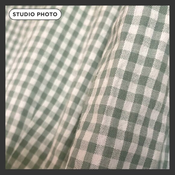OAK + FORT, Green Gingham Wrap Dress, Small - Picture 7 of 7